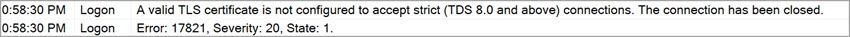 SQLError 17821
